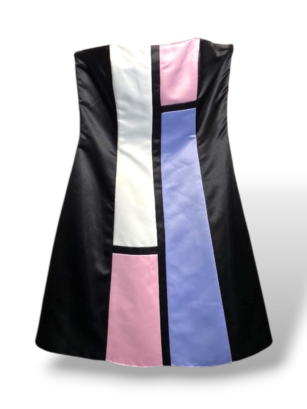 Jessica McClintock Gunne Sax Strapless Satin Dress Colorblock 9/10 Y2K